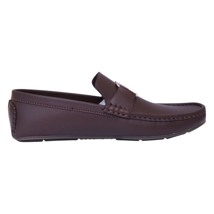 Men's Luxury Brown Loafers with Gold LV-Inspired Buckle