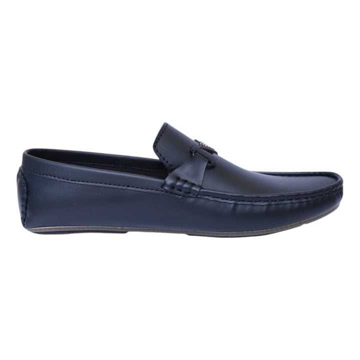Men's Black Loafers with Gold Accent Buckle